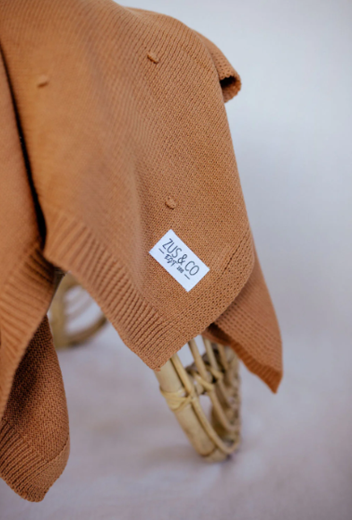 Cotton Knit Blanket - Autumn Rust