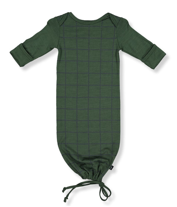 Newcomer Merino Baby Gown - Forest Check