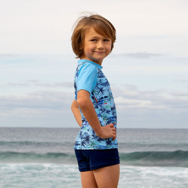 Boy's Vintage Surf Short Sleeve Rashvest Set