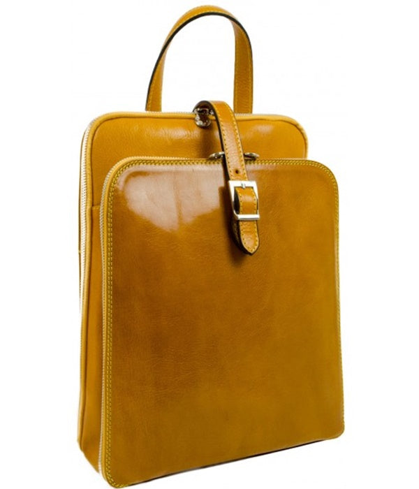 Leather Backpack - Mustard Convertible