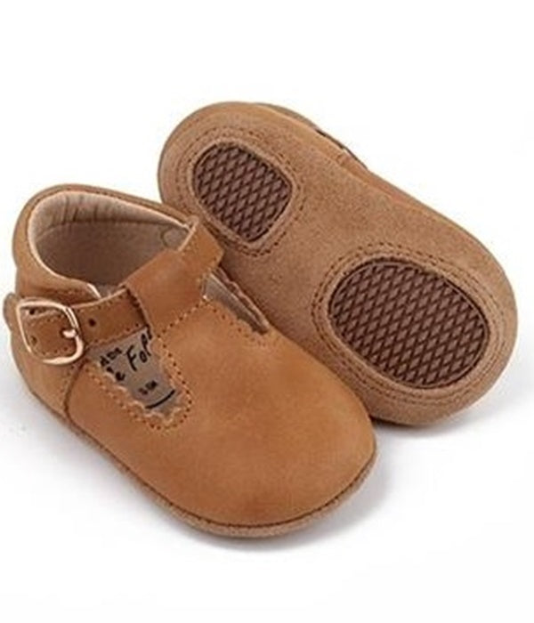 Leather Soft Sole T-Bar Shoes Tan – Elephant Ollie NZ made