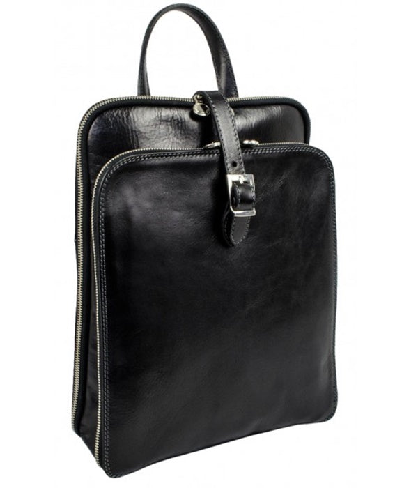 Leather Backpack - Black Convertible