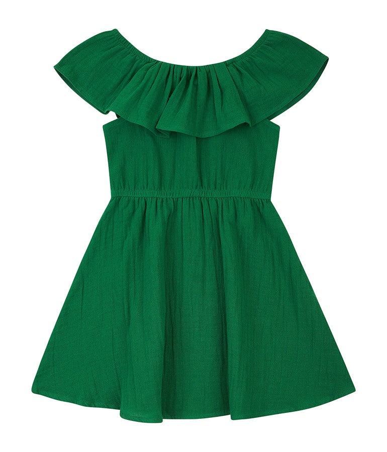 Girl's Cotton Lastivka Dress - Green