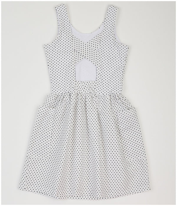 Girl's Cotton Lyalya Dress - White Polka