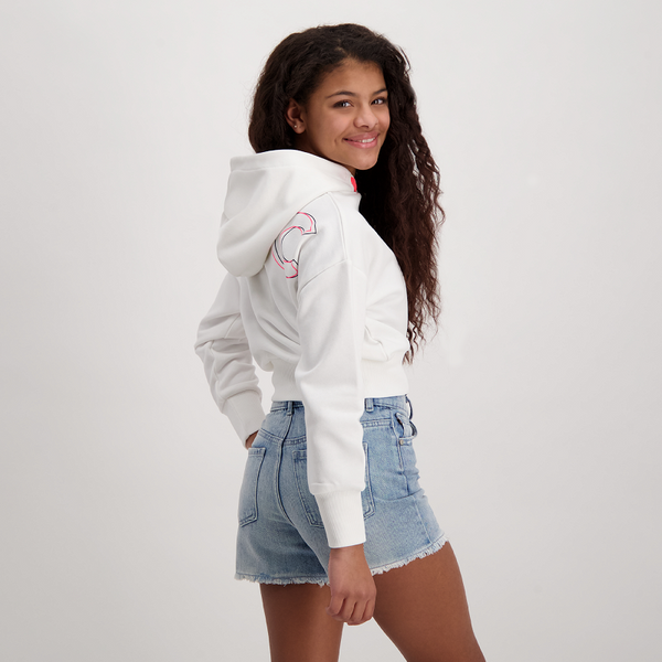 Girl's Crop Chase Hoodie - White