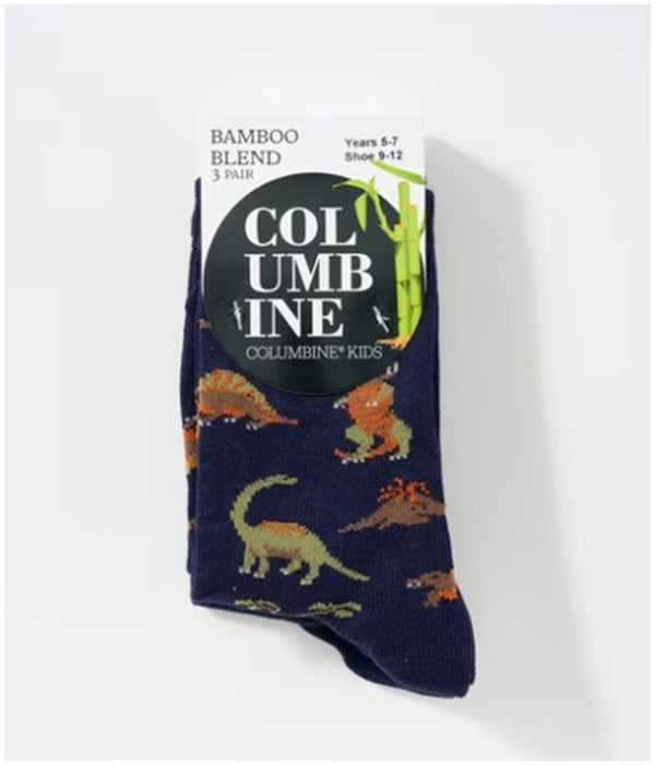 Boy's Bamboo Socks 3 Pack - Dinosaurs
