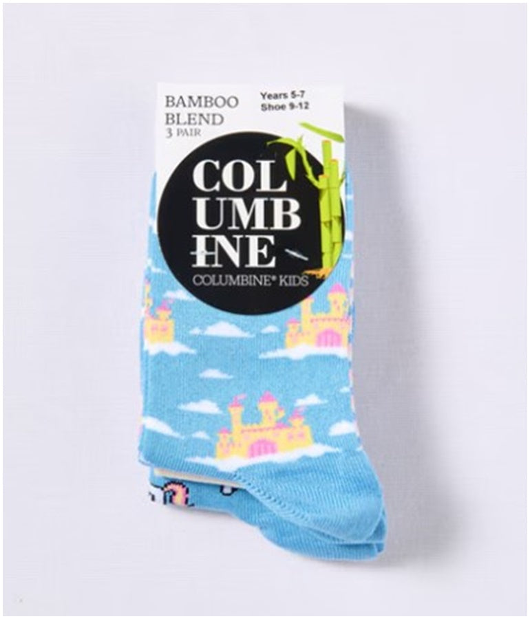 Girl's Bamboo Socks 3 Pack - Castle Unicorn