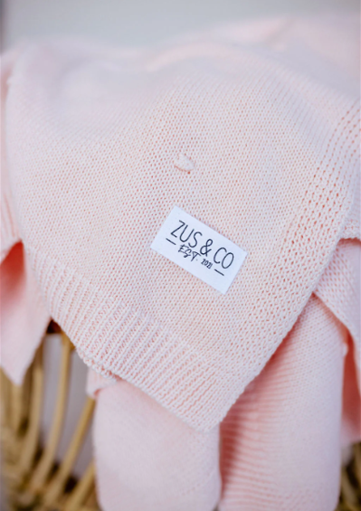 Cotton Knit Blanket - Pink