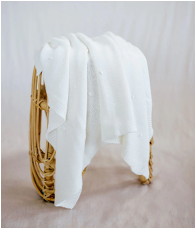 Cotton Knit Blanket - White