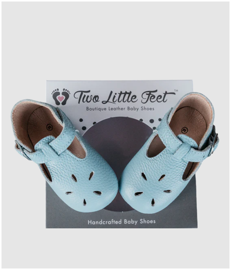 Leather Soft Sole T-Bar Shoes - Blue