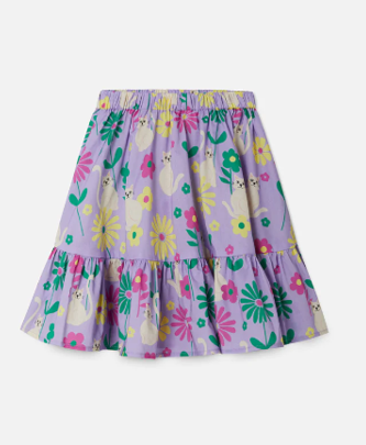 Girl's Cat Flower Cotton Skirt