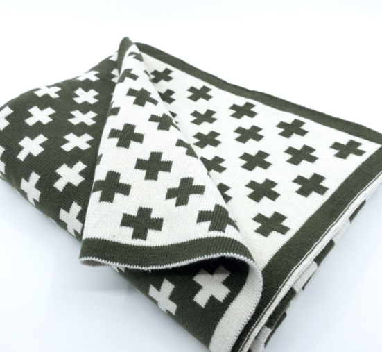 Organic-cotton Cot Blankets - Forest Green