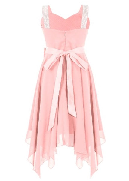 Girl's  Chiffon Dress - Coral Pink