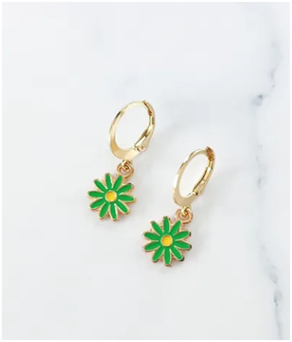 Enamel Dangle Earrings - Daisy