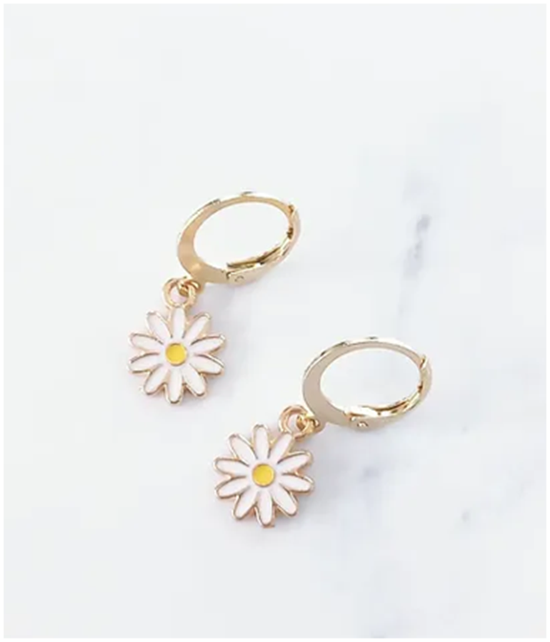 Enamel Dangle Earrings - Daisy