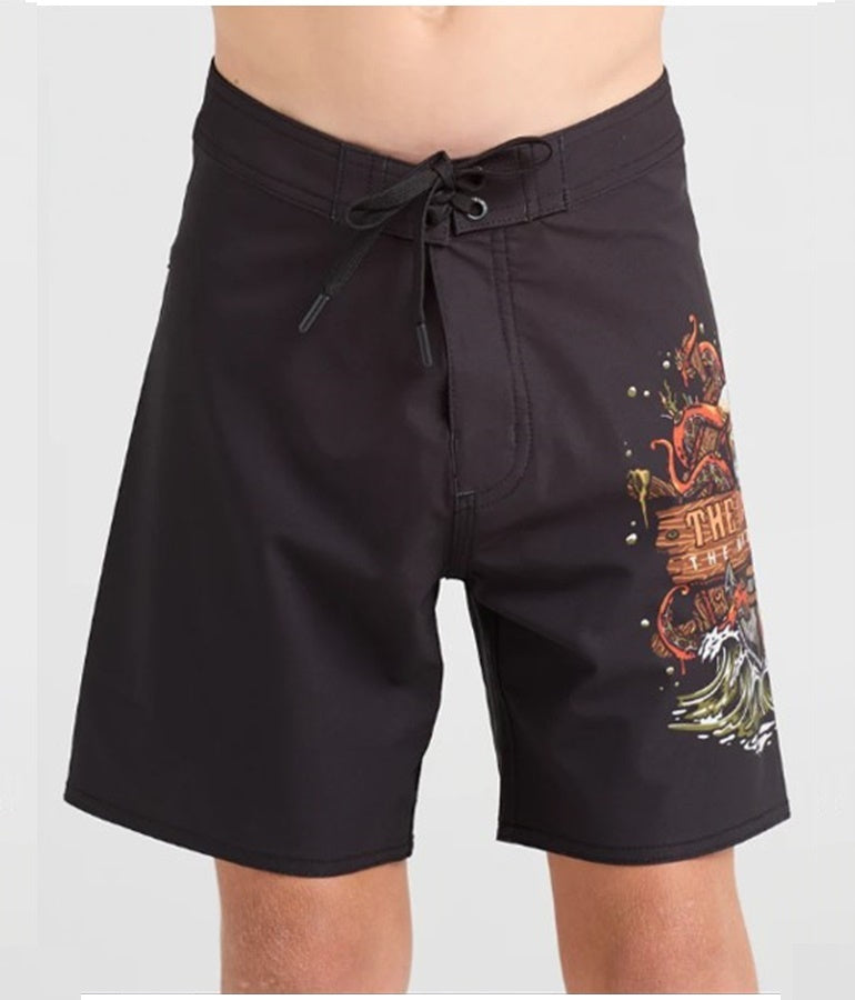 Mad Hueys Kraken Captain Youth Boardshort - Black