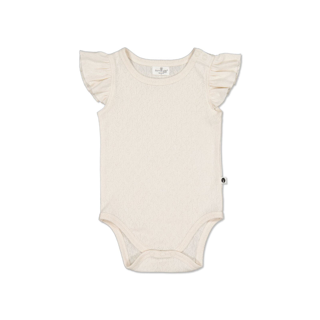 Pointelle Flutter Sleeve Bodysuit - Natural