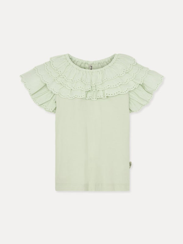 Girl's Cotton Short-sleeve Jersey Blouse - Soft Pistachio
