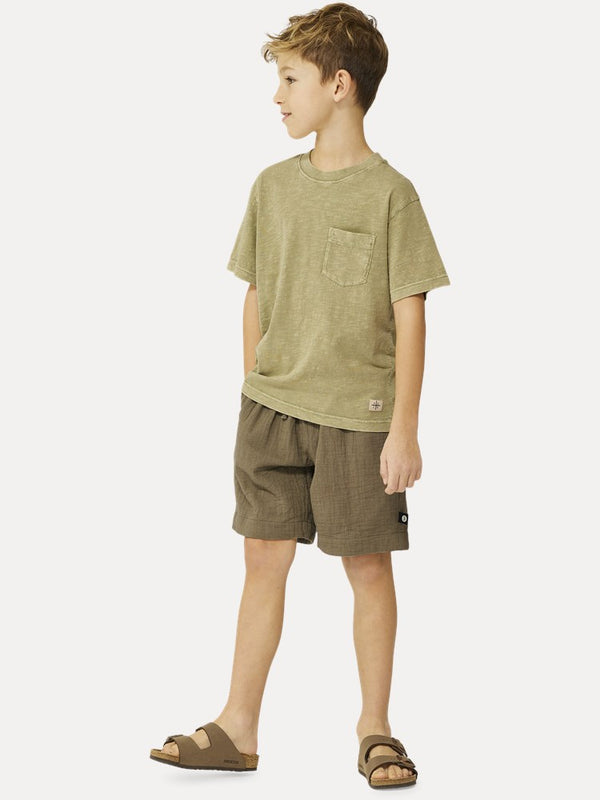 Boy's Cotton Short-sleeve Loose Fit T-shirt - Dusty Green