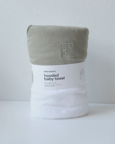 Hooded Towel - Sage with Moss trim