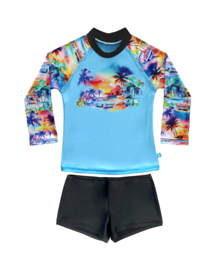 Boy's Miami Beach Long-Sleeved Rashvest Set