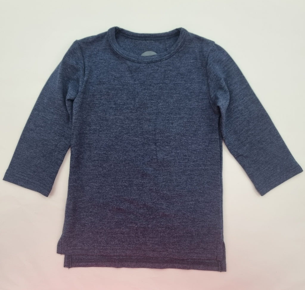 Long Sleeve Cotton Top - Blue Denim