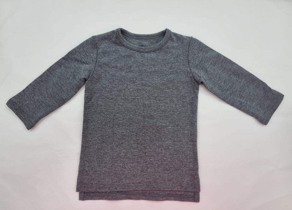 Long Sleeve Cotton Top - Grey Marle