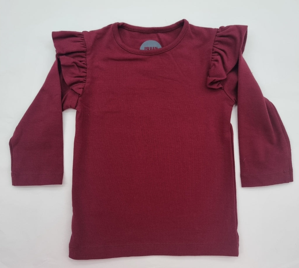 Girl's Long Sleeve Cotton Top - Raspberry