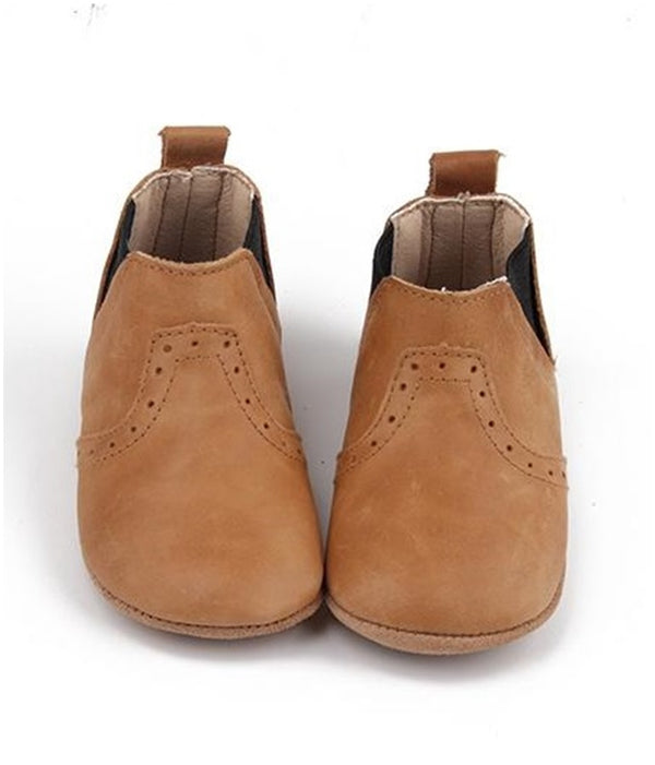 Leather Soft Sole Waxed Boots - Tan
