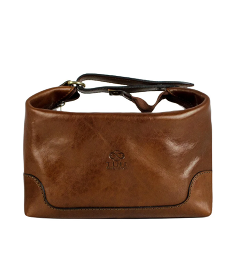 Men's Leather Toiletry Bag - Brown