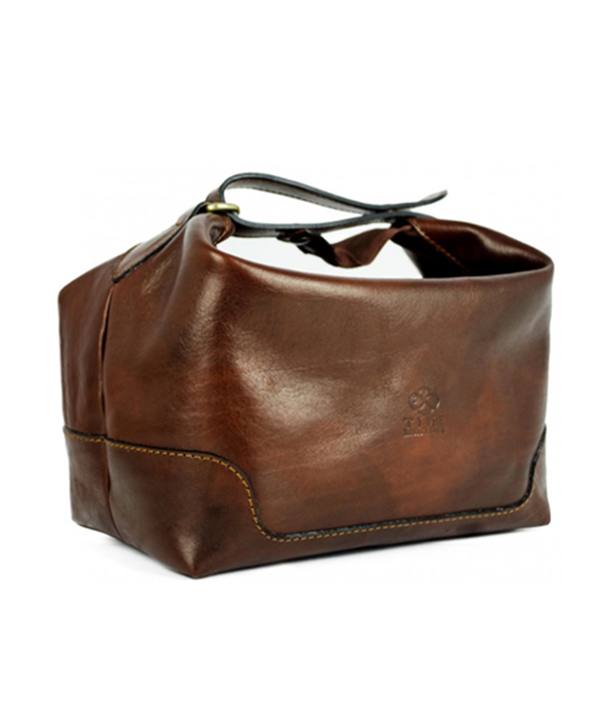 Men's Leather Toiletry Bag - Brown