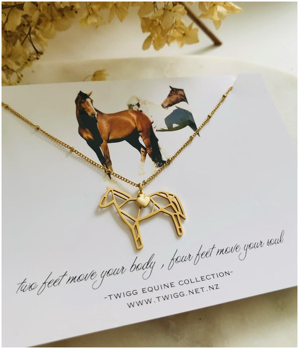 Girl's Heart Horse Necklace