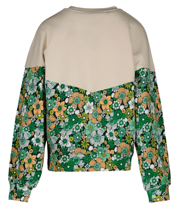 Girl's Cotton Rosette Sweatshirt - Green