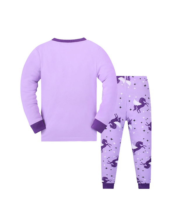 Girl's Cotton Pyjamas - Purple Unicorns