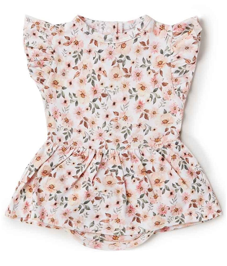 Girl's Organic-cotton Short-sleeved Dress - Spring Floral