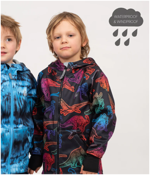 Therm Boy's All Weather Hoodie - Neon Dinos