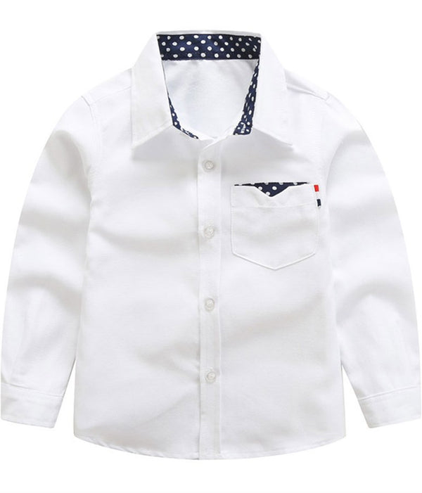 Boy's Cotton Long-sleeve Shirt - White