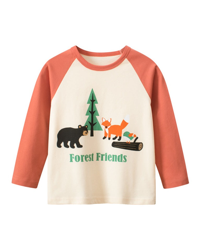 Boy's Cotton Forest Friends Long-sleeved Top