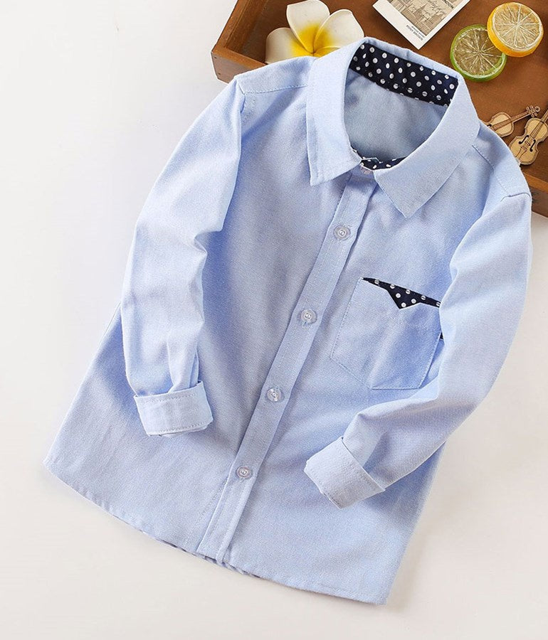 Boy's Cotton Long-sleeve Shirt - Blue