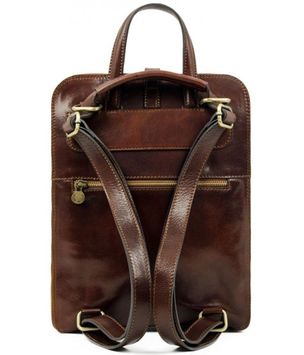 Leather Backpack - Brown Convertible