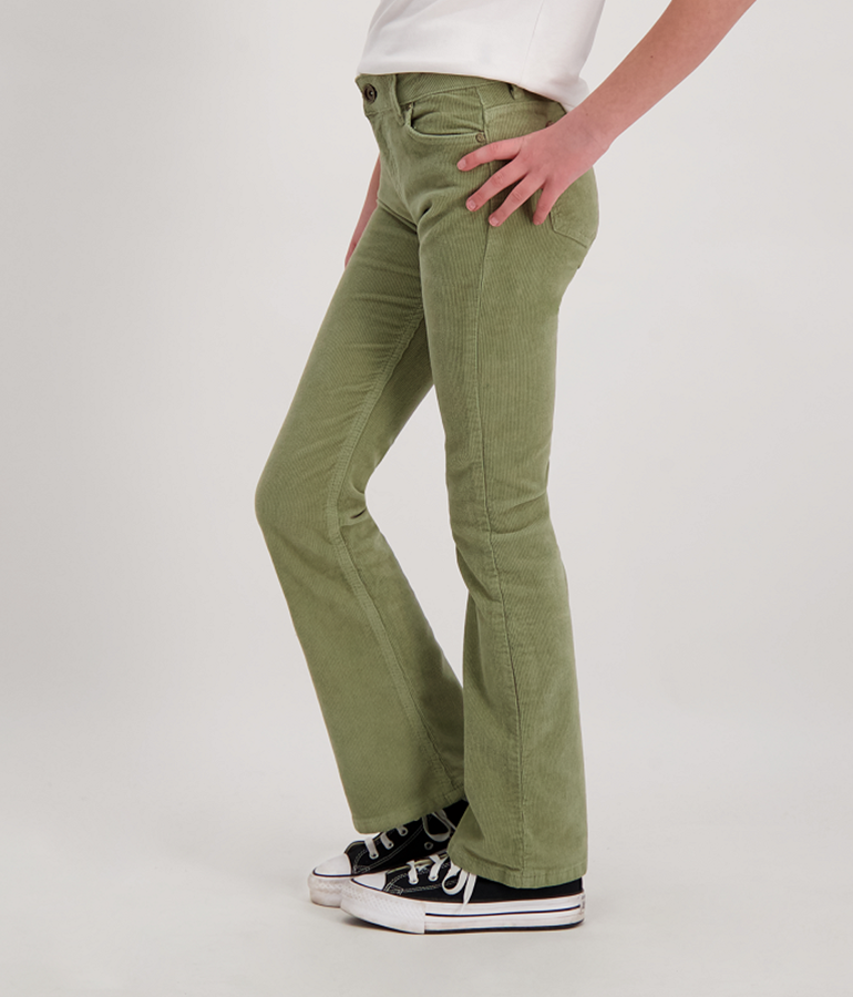 Girl's Flared Corduroy Jeans - Light Olive