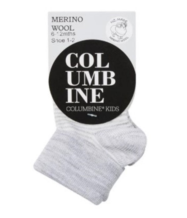 Baby Merino Wool Blend Striped Sock - Grey Marle