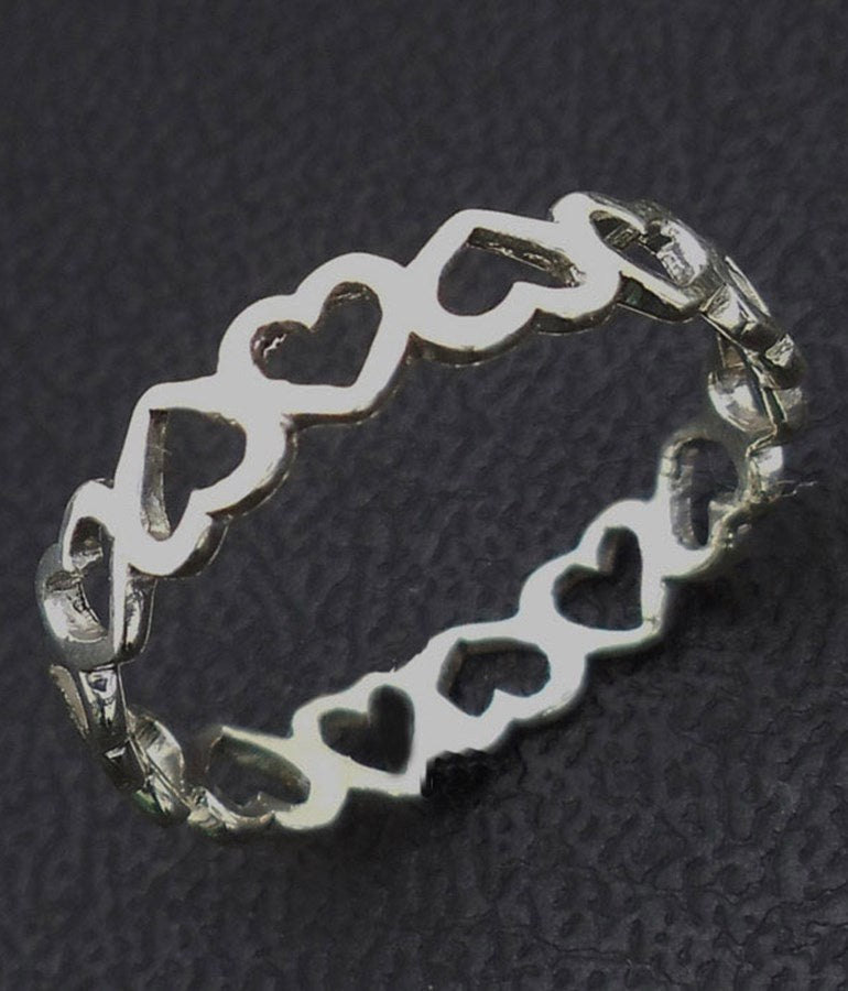 Girl's Sterling Silver Ring - Hollow Heart Band