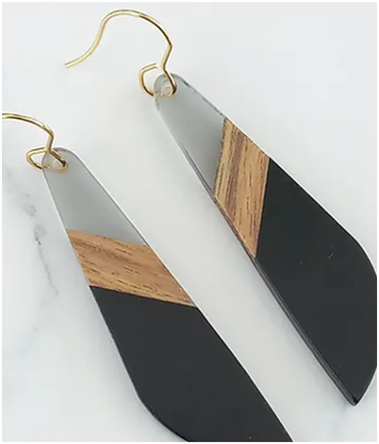 Wood & Wood Resin/Earrings Baxter - Black