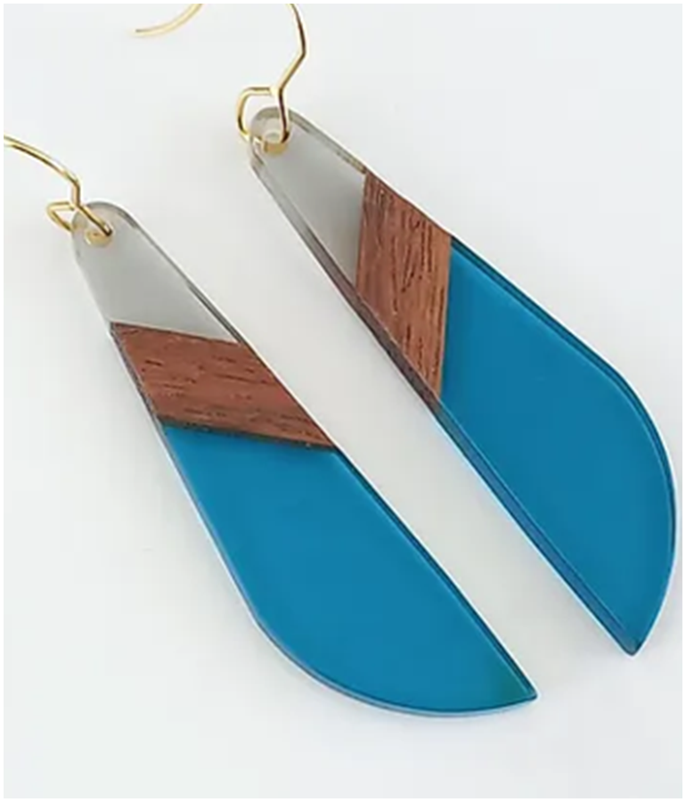 Wood & Wood Resin/Earrings Baxter - Blue