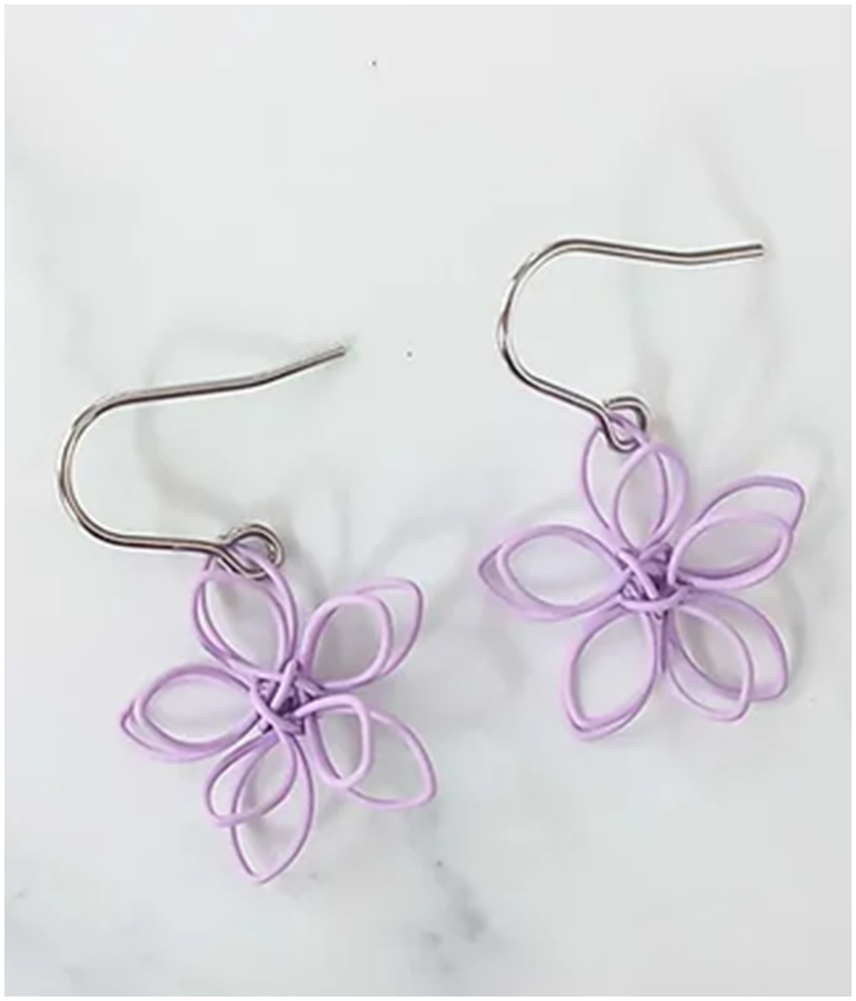 Small Stainless Steel Earrings Wired - Lilac