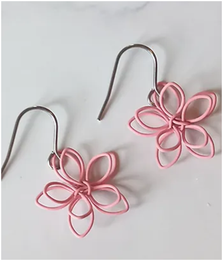 Small Stainless Steel Earrings Wired - Pink