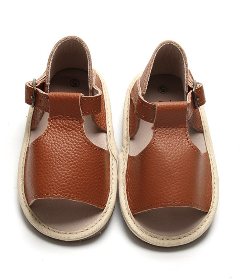 Kid's Unisex Leather Jordan Sandals - Brown