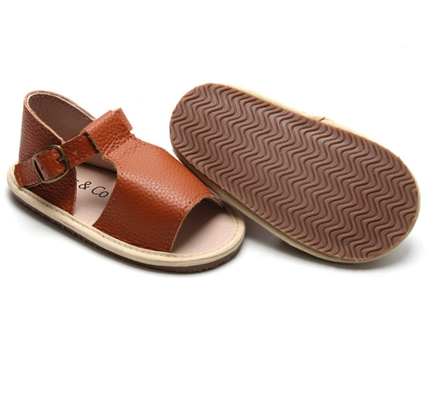 Kid's Unisex Leather Jordan Sandals - Brown