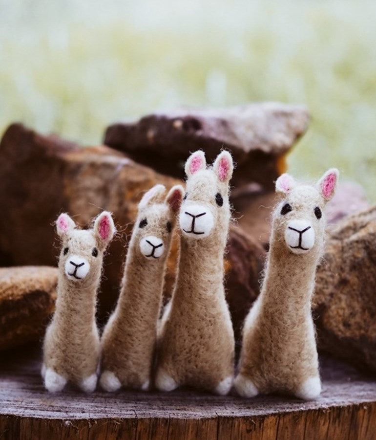 100% NZ Wool Felted Llama Family